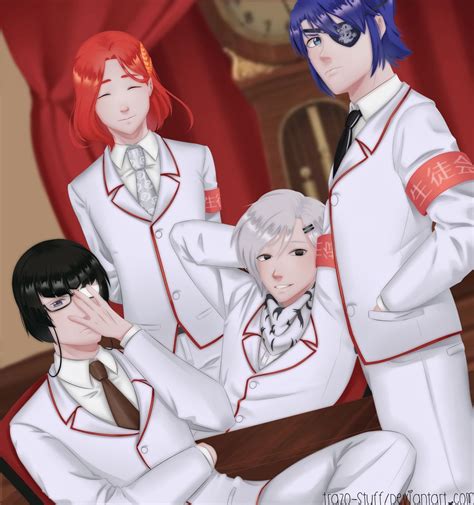 Three Anime Guys In White Suits Posing For The Camera