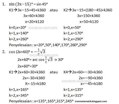 Matematika Fungsi Perbandingan Persamaan Dan Identitas Trigonometri
