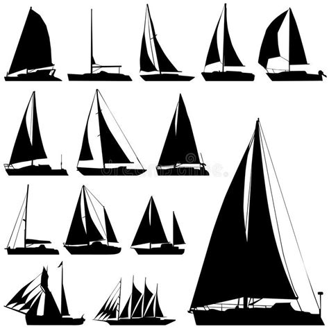 Sailing Boat Vector Set Of Sailing Boat Silhouettes Affiliate