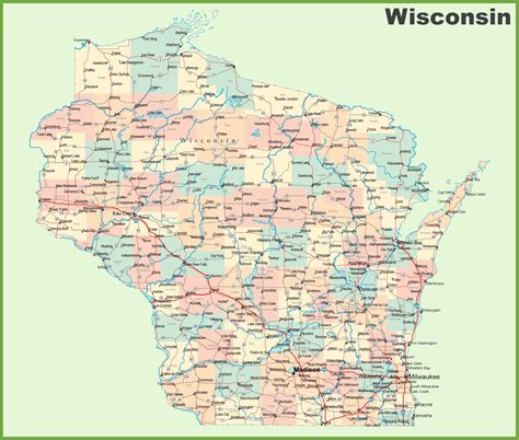 8 Free Printable Map Of Wisconsin With Cities Pdf Download World Map