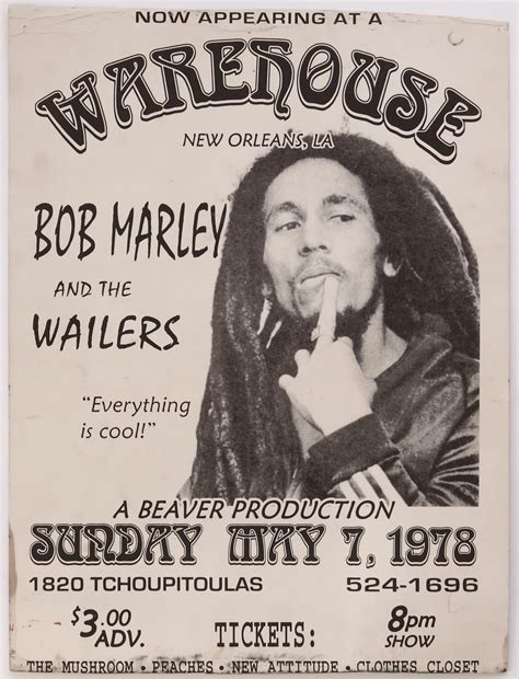 Bob Marley And The Wailers New Orleans 1978 Cardboard Concert Poster