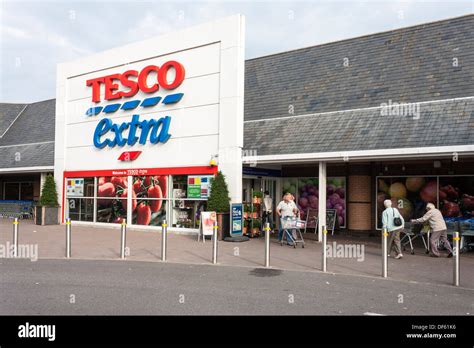 Entrance To A Tesco Supermarket Reading England Gb Uk Stock Photo