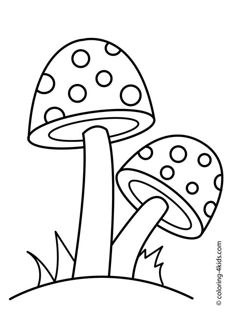 Two mushrooms coloring page for kids, printable free | Hello kitty