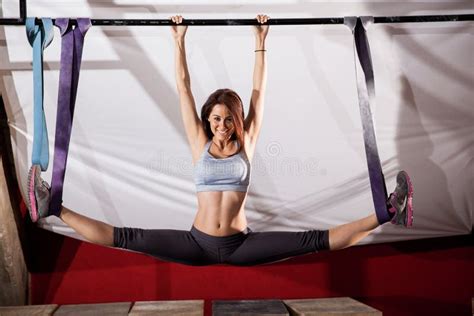 Doing A Leg Split In A Gym Stock Photo Image