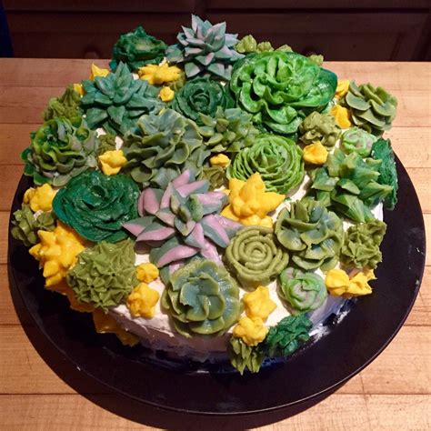 My Friend And I Made A Succulent Cake All The Succulents Are Made From Hand Piped Buttercream