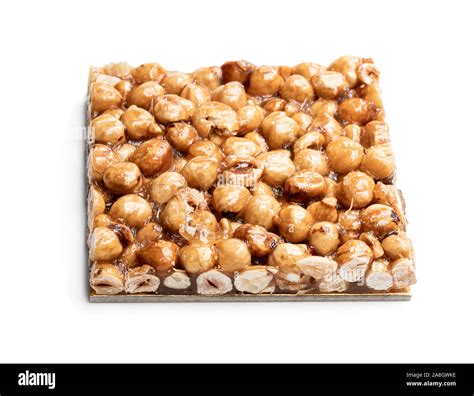 Italian Hazelnut Brittle Isolated On White Background Stock Photo Alamy
