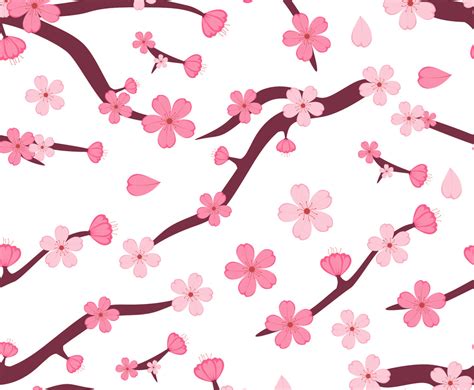 Seamless Pattern Spring Floral Cherry Blossom Vector Art And Graphics