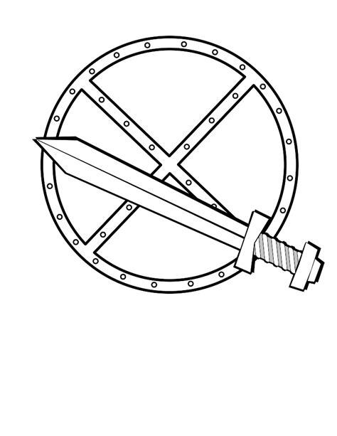 Coloring Pages Of Swords And Shields Simple