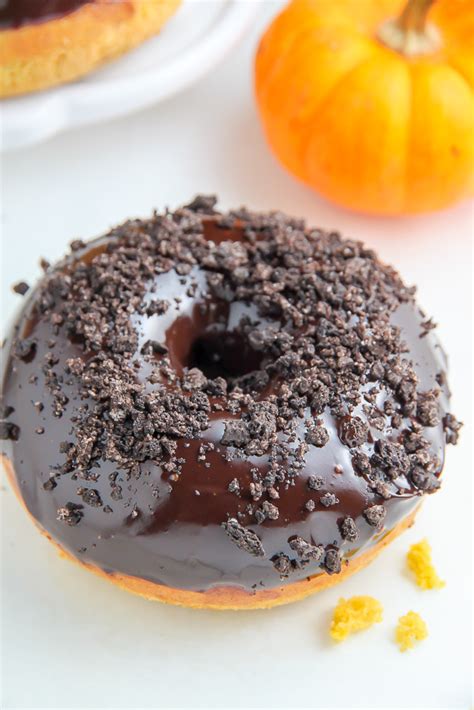 Baked Brown Butter Pumpkin Doughnuts With Espresso Chocolate Glaze Baker By Nature