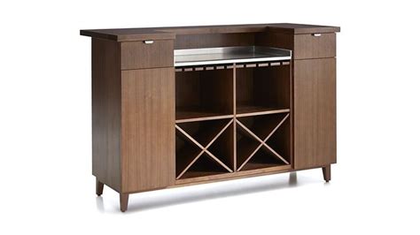 Maxine Walnut Standing Home Bar With Stainless Steel Top Bar Storage
