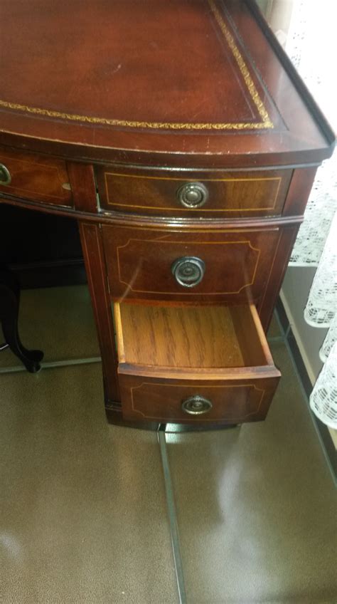 Arts And Craft Corner Desk With Leather Top Original Antique Furniture