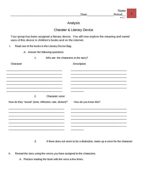 Literary Terms Worksheet 5th Grade