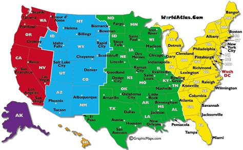 USA Time Zones | Time zone map, Map, Time zones