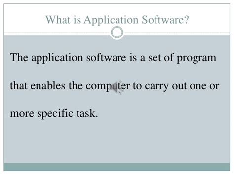 General purpose application software is a type of application that can be used for a variety of tasks. Application Software
