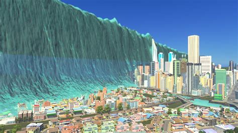 Mega Tsunami Destruction June 2021 Cities Skylines Tsunami Youtube