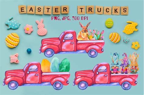 Easter Truck Easter Bunny Easter Egg Truck By Ksenyaart Thehungryjpeg