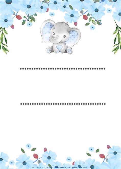 Free Printable Elephant Baby Shower Invitations Templates
