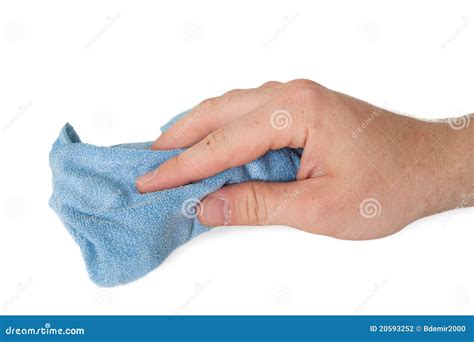Handing Hold Blue Dirty Cloth Rag Wiping Cleaning Stock Photo Image