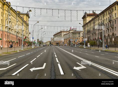 Empty Street Road In Minsk Belarus Stock Photo Alamy