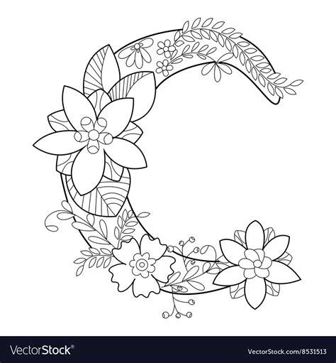 Coloring pages and color posters. Letter C coloring book for adults Royalty Free Vector Image