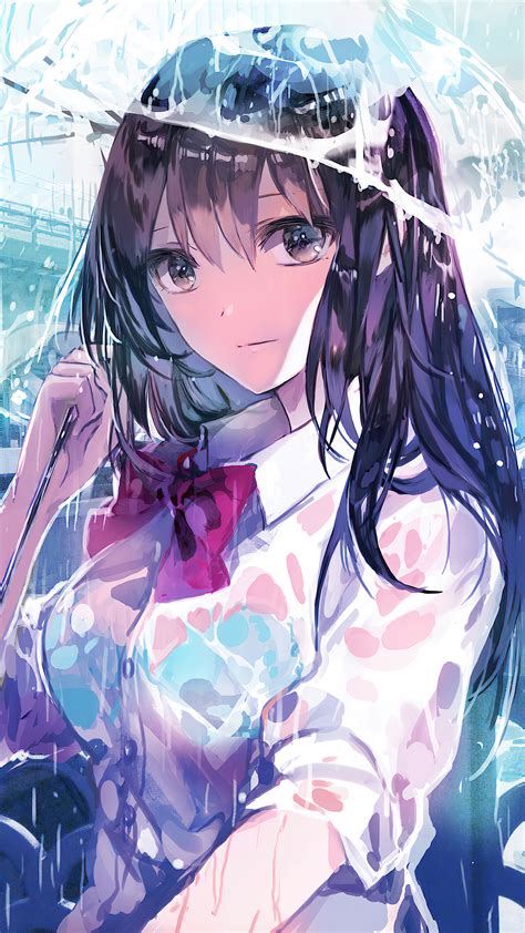 Anime Girl Flower Umbrella Raining 4k Hd Wallpaper Ra