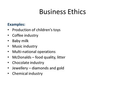 Business Ethics Business Ethics Definition And Examples Project