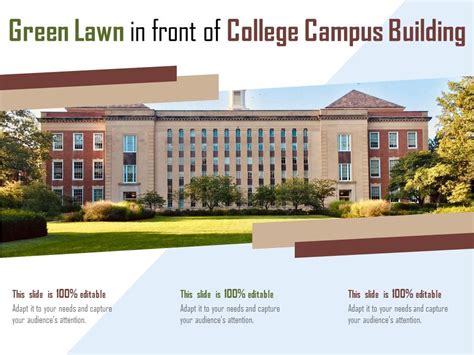 Green Lawn In Front Of College Campus Building Templates