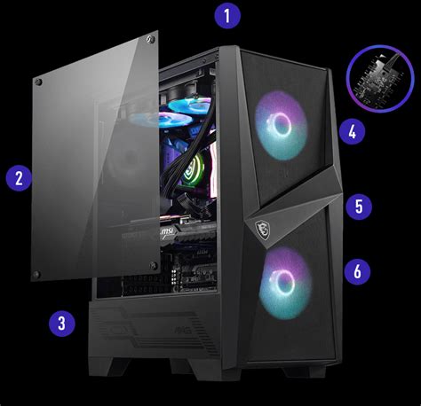 Msi Mag Forge 100r Tempered Glass Mid Tower Gaming Pc Case Mag Forge