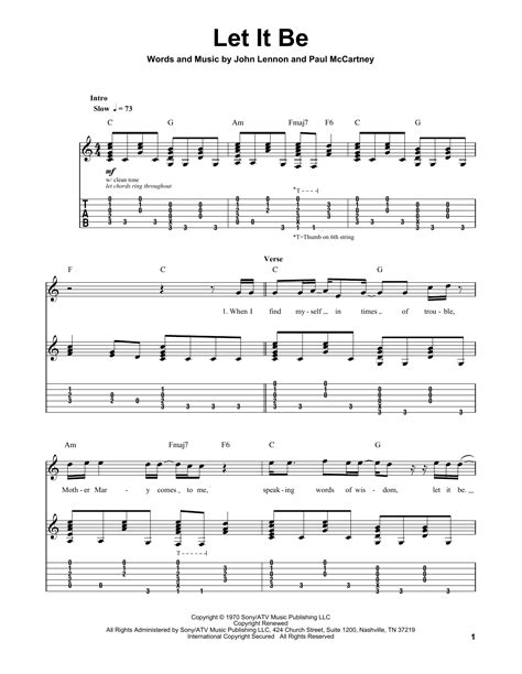 Cgamam/gfmaj7f6and when the broken hearted people, living in the world agree. Let It Be Sheet Music | The Beatles | Guitar Tab (Single Guitar)