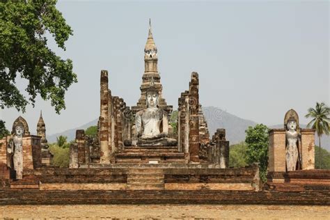 Statue Of Sitting Buddha At Wat Mahathat Sukhothai Historical Park