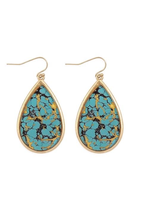 Turquoise And Gold Teardrop Earrings Lakes Luxury Spa