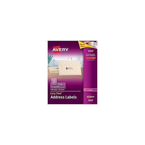 Avery 5660 Address Labels 1x2 581500s Clear