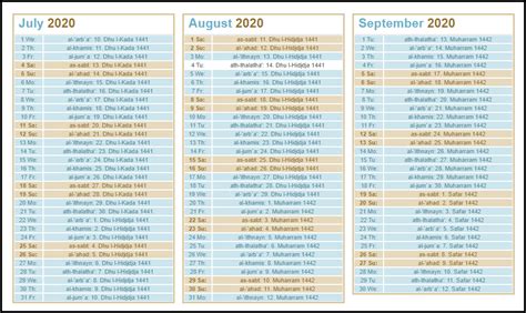 Printable Islamic 2020 Calendar Hijri Calendar 1441 Images