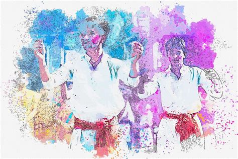 Holi Festival India 4 Watercolor By Ahmet Asar Painting By Celestial