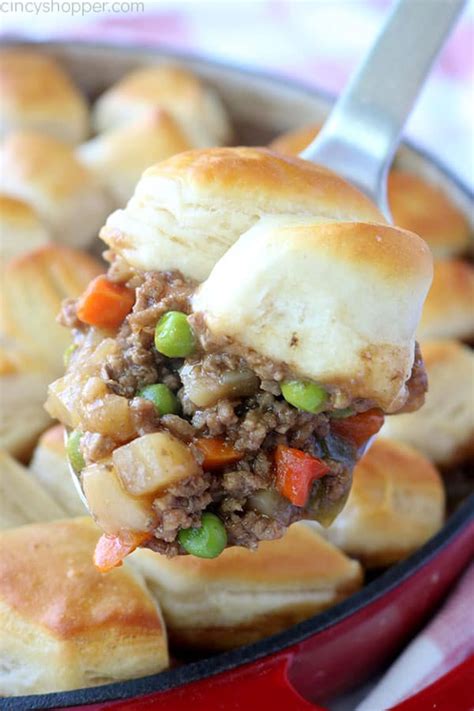 Skillet Ground Beef And Biscuits Recipe Dinner With Ground Beef