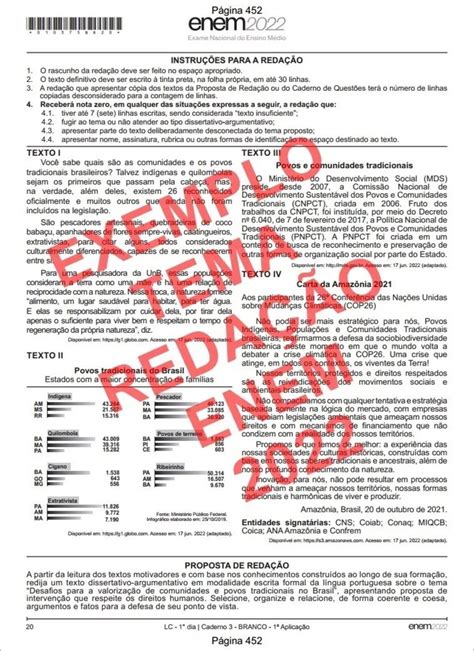 Caderno Enem A Gabarito Oficial Elo