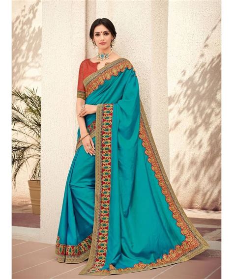 Green Embroidered Silk Blend Saree With Blouse Indian Women Fashions Pvt Ltd 2942326 Saree