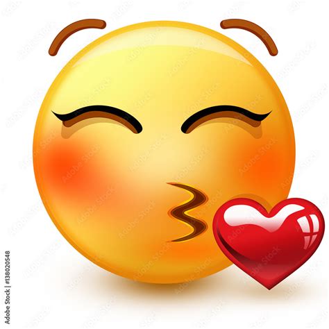 Cute Kissing Face Emoticon Or D Very Romantic Emoji Throwing A