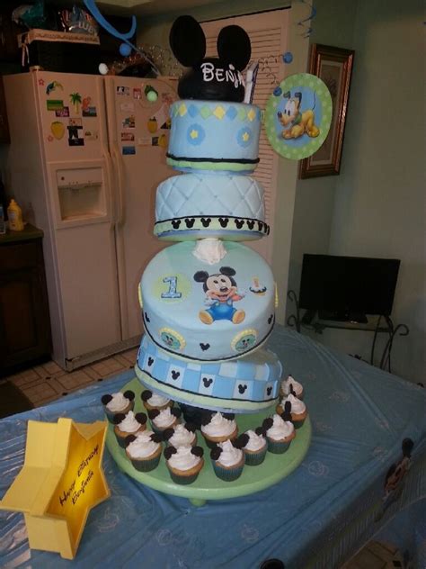 Mickey mouse cake #royal #mickey #mouse #cake #royalmickeymousecake wish mickey the best in this mickey tiered birthday cake! - Baby mickey cake, boy first birthday, baby shower, Disney cake, mickey cake, crooked cake, to ...