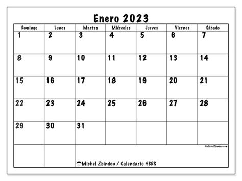 Calendario Enero De 2023 Para Imprimir “48ds” Michel Zbinden Pe