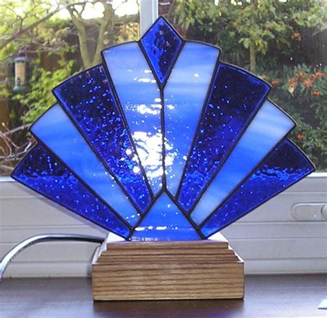 Art Deco Style Stained Glass Fan Lamp Tiffany Table Lamp Etsy In 2022 Stained Glass Lamps