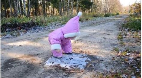 Toddlers First Frozen Puddle Goes Viral