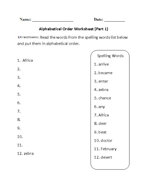 Alphabet Worksheets Alphabetical Order Worksheets