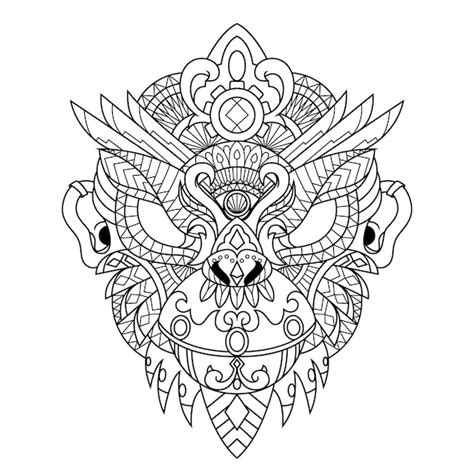 Affe mandala zentangle illustration im linearen stil | Premium-Vektor