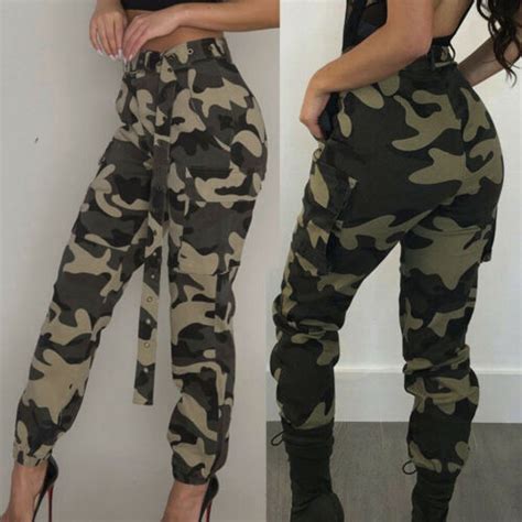 Women Camo Cargo Trousers Casual Pants Military Army Combat Camouflage