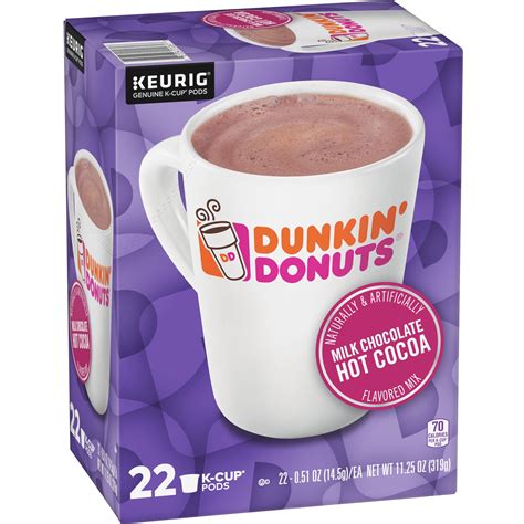 Dunkin Donuts Milk Chocolate Hot Cocoa K Cup Pods 22 Count For Keurig