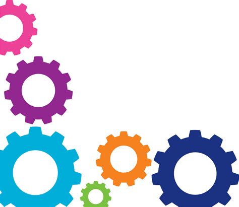 Vector Colorful Gears Transparent Png Png Mart