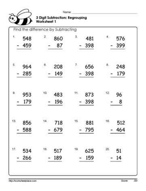 Pin by carrie allen on color by number coloring. 3 Digit Subtraction Worksheets-1 | Subtraction worksheets ...