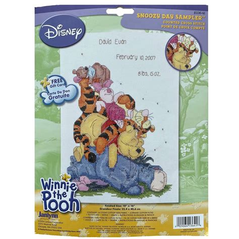 Walt Disney Winnie The Pooh Bear Snoozy Day Counted Cross Stitch Birth