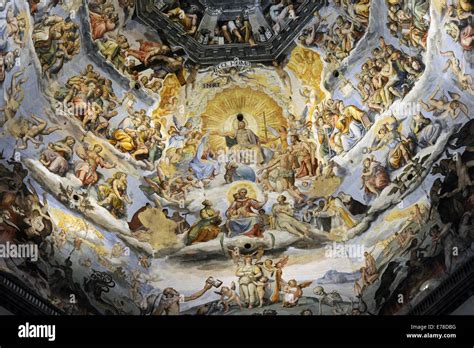 Italy Florence Dome Of Brunelleschi Last Judgement Fresco By Stock